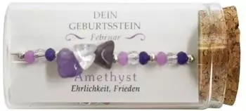 Jojo &bdquo;Februar" Geburtsstein Armband im Gl&auml;schen