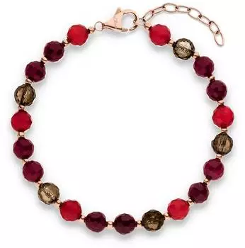 s.Oliver The Colorful Beads Armband Edelstahl, roségoldfarben-mehrfarbig, Damen, 21cm