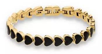 s.Oliver The Heart Row Armband Herzglieder Emaille, gelbgoldfarben-schwarz, Damen (SOJ-0360-B-19)
