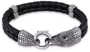 Kuzzoi Lederarmband Krokodil 925 Sterlingsilber, Herren, 21cm (97395132-210)