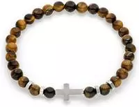 s.Oliver Armband "Schmuck Geschenk Edelstahl Beads, Kreuz" mit Tigerauge und...