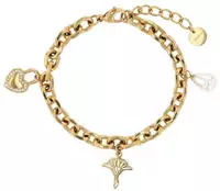 Armband JOOP "Herz Schloss Kornblume", gold (gelbgoldfarben, kristallwei&szlig;,...