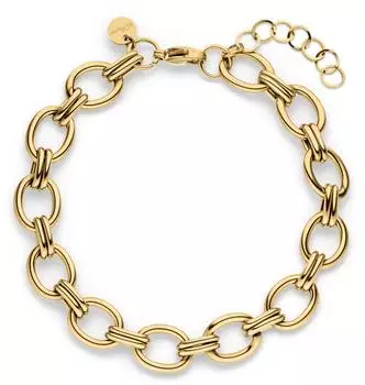 s.Oliver The Soft Link Armband Damen, gelbgoldfarben, Edelstahl, 21cm (SOJ-0379-B-21)