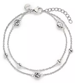 s.Oliver The Double Row Armband Damen, Edelstahl, Zirkonia (SOJ-0344-B-21)