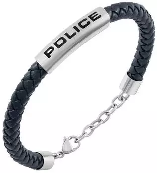 Police Skyfall Armband Edelstahl/Leder, dunkelblau, Herren (PEAGB0079601)