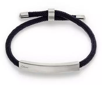 s.Oliver Armband "Rope" Edelstahl/Baumwolle blau, Herren (75147810-0)