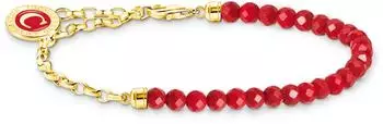 Thomas Sabo Charm-Armband rote Beads, vergoldet, 925 Sterlingsilber (A2130-427-10-L17V)