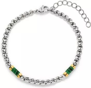 s.Oliver Armband Basic Stones Edelstahl mit Tigerauge, gelbgoldfarben-gr&uuml;n