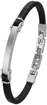 Joop! ID-Armband Herren, Edelstahl & Leder, schwarz/silber (2101599)