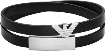 Emporio Armani Eagle Logo Wickelarmband Herren, Leder, Edelstahl (EGS3311040)