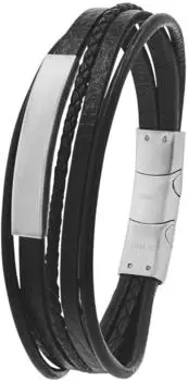 Tom Tailor Identarmband Herren, Edelstahl, schwarz