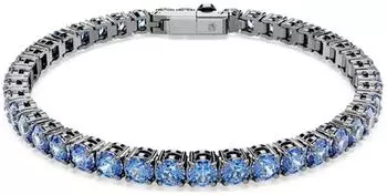 Swarovski Tennis Matrix Armband, runder Schliff, blau, rutheniumplattiert (5743440)