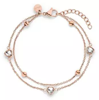 s.Oliver The Double Row Armband Edelstahl, Zirkonia, ros&eacute;goldfarben (6012014.45B0.21)