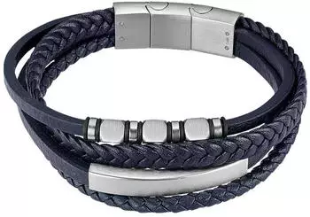 Lotus Iron Road Armband blau, edelstahlfarben, schwarz, Herren, Edelstahl/Leder (LS2593_2_3)