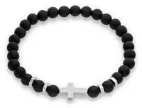 s.Oliver Armband "Schmuck Geschenk Edelstahl Beads, Kreuz" mit Tigerauge und Onyx