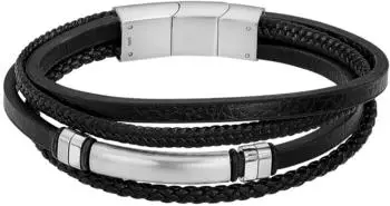 Lotus Armband "Iron Road" 19,5cm Herren, schwarz, Edelstahl/Leder (LS2589_2_1)