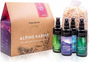 AllgäuQuelle Bio Infrarotkabinen-Spray-Set mit 100% Bio-Raumduft 4 Düfte inkl. Bio-Zirben-Säckchen 400 ml
