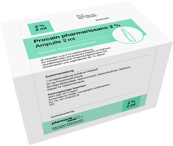 Procain Pharmarissano 2% Injektionslösung Ampullen (50x2ml)
