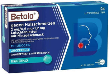 Betolo gegen Halsschmerzen Minze 2mg/0,6mg/1,2mg (24Stk.)