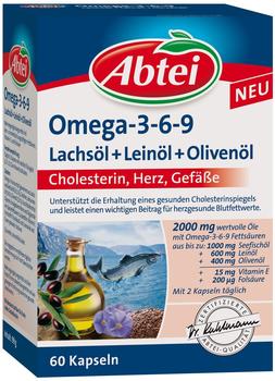 Abtei Omega 3 6 9 Lachsöl + Leinöl + Olivenöl Kapseln (60 Stk.)
