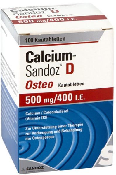 Calcium Sandoz D Osteo 500mg/400 I.E. Kautabletten (100 Stk.)