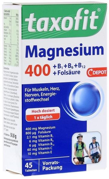 Taxofit Magnesium 400 +B1+B6+B12+Folsäure Tabletten (45 Stk.)