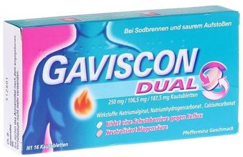 Gaviscon Dual 250 mg / 106,5 mg / 187,5 mg Kautabletten (16 Stk.)
