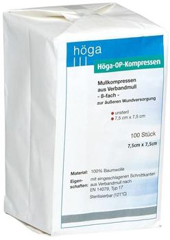 Höga OP Kompressen 7,5 x 7,5 cm 8-fach Unsteril (100 Stk.)