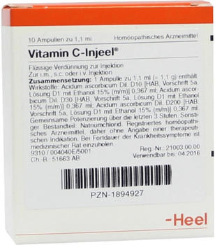 Heel Vitamin C Injeele Ampullen (10 Stk.)