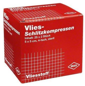 Dr. Ausbüttel Schlitzkompressen Vlies 5 x 5 cm 4-fach Steril (25 x 2 Stk.)
