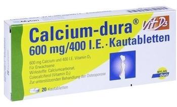 Calcium Dura Vit D3 600 mg/400 I.E. Kautabletten (20 Stk.)