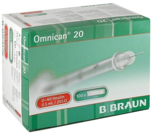 B. Braun Omnican 20 0,5 ml Ins.Spr.U-40 0,30 x 8 mm Einzelv. 100X