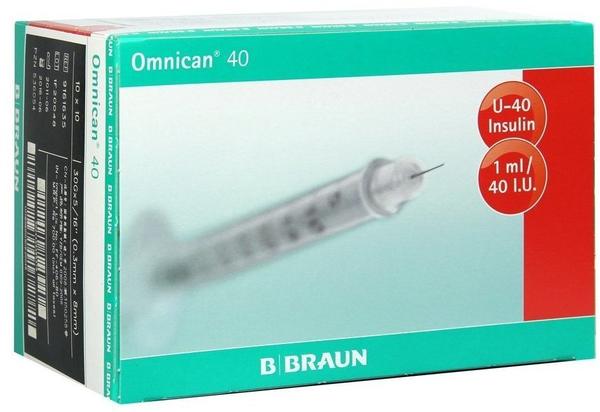 B. Braun Omnican 40 1,0ml Insulinspritze (integrierte Kanüle) 0,30 x 8mm (100 Stk.)