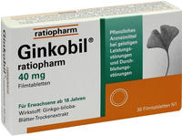 Ginkobil ratiopharm 40mg mit Ginkgo biloba 30 St