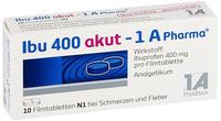 PZN-DE 02013194, Ibu 400 akut - 1 A Pharma bei Schmerzen und Fieber, 10 St,