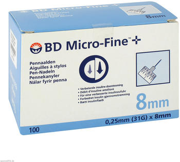ToRa BD Micro Fine+ 8 Pen-Nadeln 0,25 x 8 mm (100 Stk.)