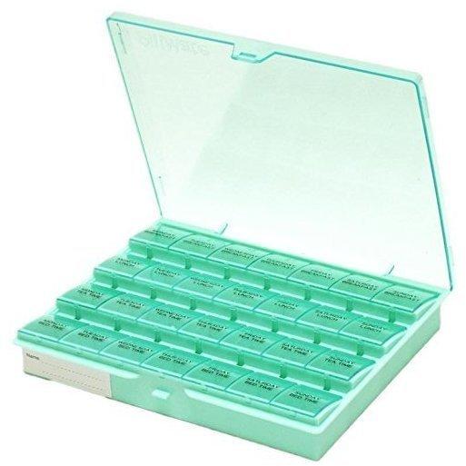 CareLiv Tablettenbox für 1 Woche mit Klappdeckel 28 Fächer