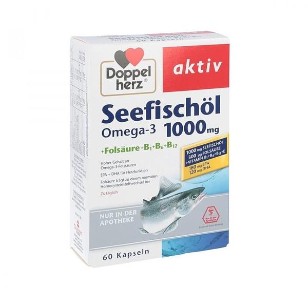 Doppelherz Seefischöl Omega-3 1000 mg + Folsäure + B1 + B6 + B12 Kapseln (60 Stk.)
