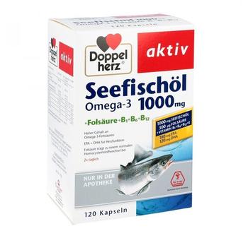 Doppelherz Seefischöl Omega-3 1000 mg + Folsäure + B1 + B6 + B12 Kapseln (120 Stk.)