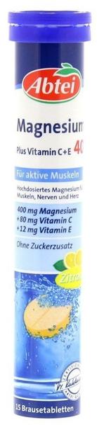 Abtei Magnesium 400 Plus Vitamin C + E Brausetablettenn (15 Stk.)