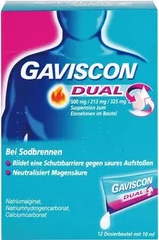 Gaviscon Dual 500 mg / 213 mg / 325 mg Beutel (12 x 10 ml)