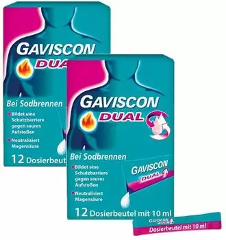 Gaviscon Dual 500 mg / 213 mg / 325 mg Beutel (2x12 x 10 ml)