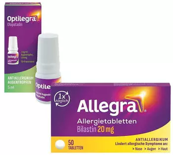 Allegra Allergietabletten 20mg 50 Stk. + Optilegra Augentropfen 5ml
