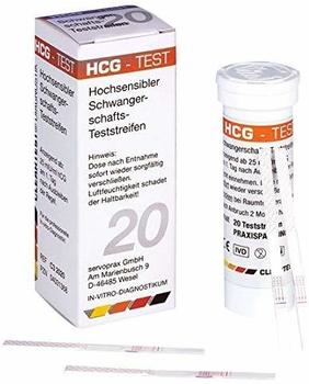 Diaprax Cleartest Diagnostik Schwangerschaftsteststreifen 25mlU/ml HCG Praxisdose (20 Stk.)