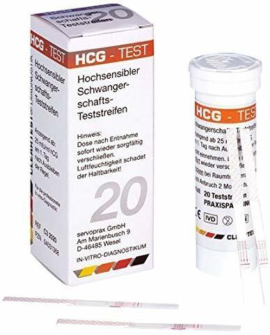 Diaprax Cleartest Diagnostik Schwangerschaftsteststreifen 25mlU/ml HCG Praxisdose (20 Stk.)