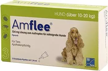 Tad Pharma Amflee Spot-On f&uuml;r Hunde 10-20kg 134mg 6 Pipetten