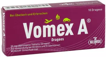 Vomex A Dragees 50 mg &uuml;berzogene Tabletten (10 Stk.)