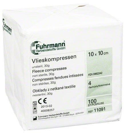 Fuhrmann Vlieskompressen 10 x 10 cm 4-lagig Unsteril (100 Stk.)