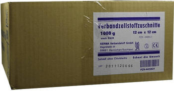 Kerma Verbandzellstoff Zuschnitte 12 x 12 cm Hochgebl. (1000 g)