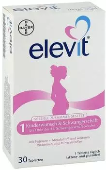 Bayer Elevit 1 Kinderwunsch & Schwangerschaft Tabletten (30 Stk.) – Bayer Elevit 1 Kinderwunsch & Schwangerschaft Tabletten (30 Stk.) – Ihre Unterstützung in der Schwangerschaft